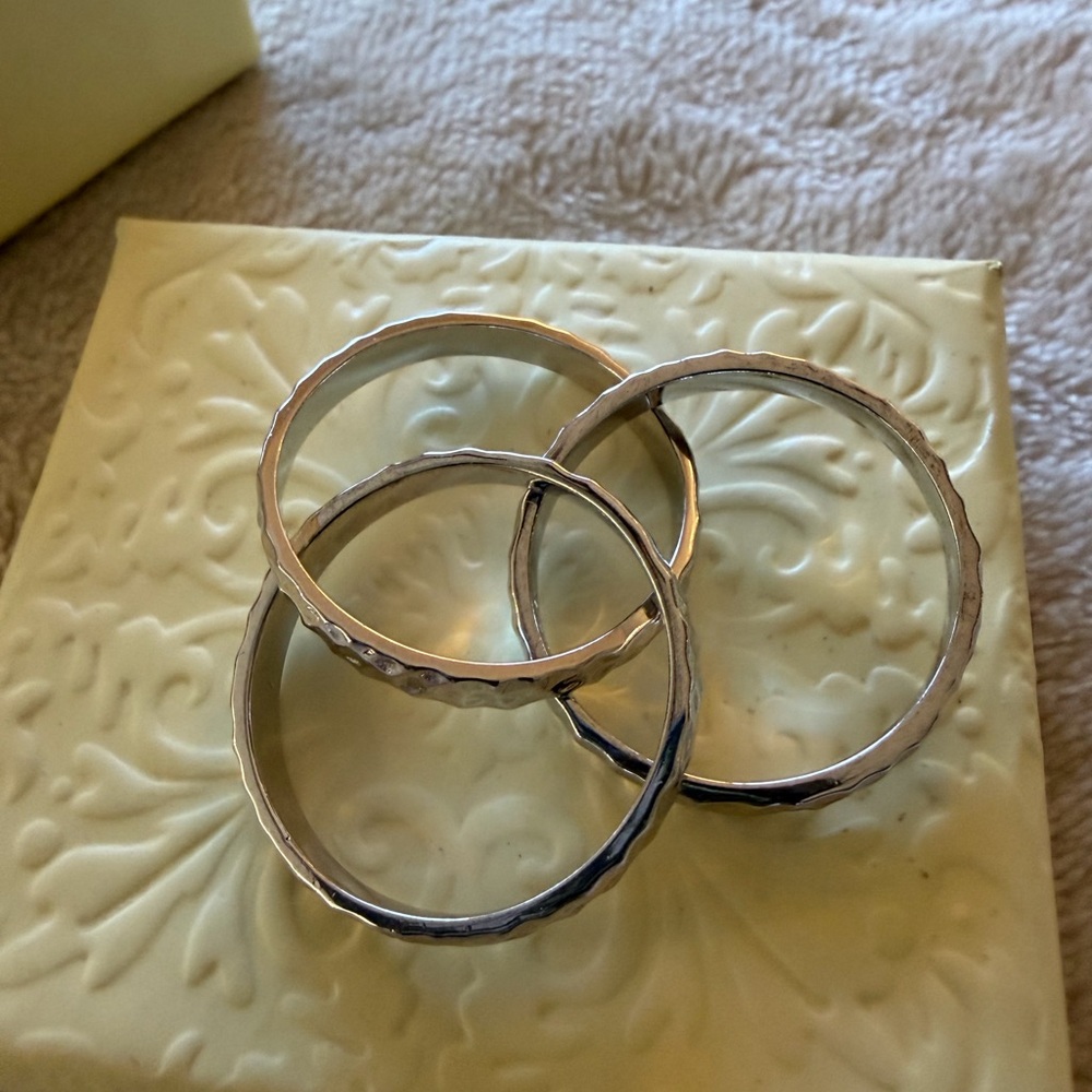 Hammered Sterling Silver Stackable Ring Set - Silver